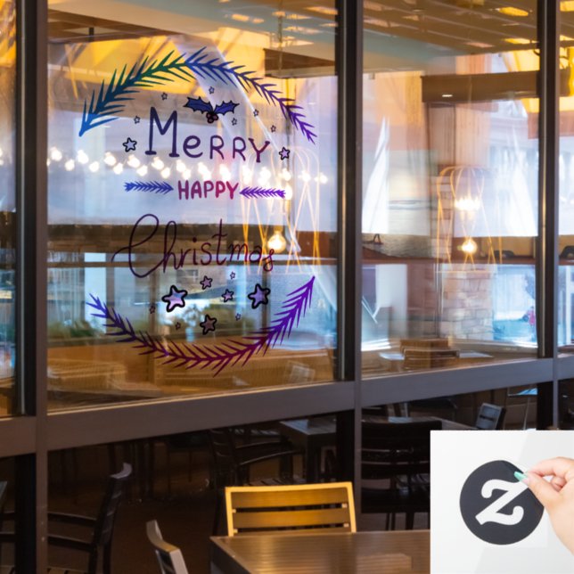 Autocollant de Noël pour fenêtre Joyeux Noël (Fenêtre du restaurant)