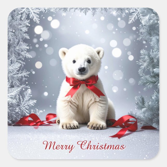 Autocollant de Noël pour les vacances de l'ours po (Devant)