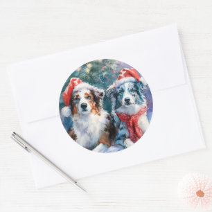 Autocollant de Noël rond Border Collie