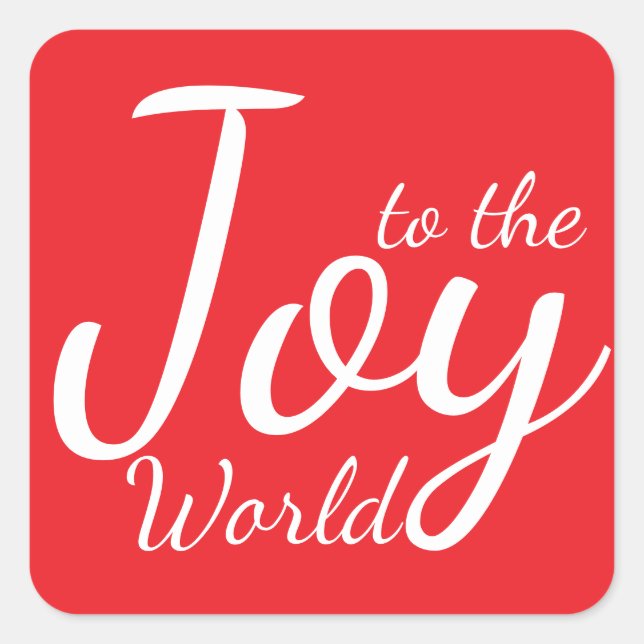 Autocollant de Noël rouge Joy to the World (Devant)