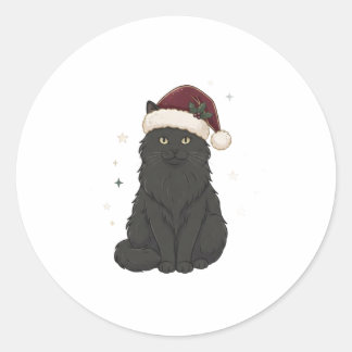 Autocollant de Noël Santa Chat Noir