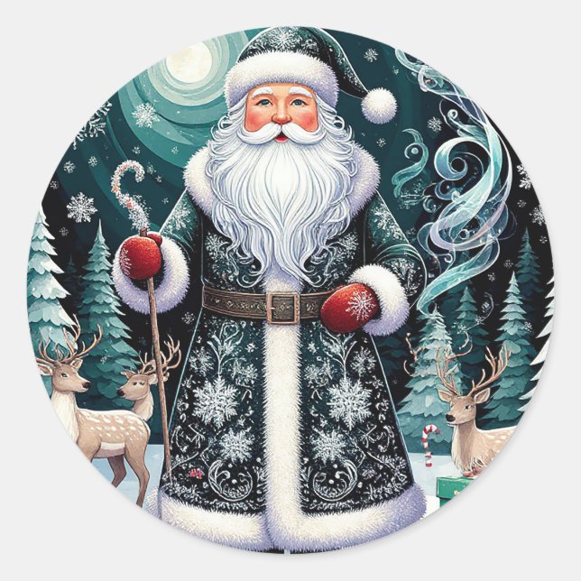 Autocollant de Noël scène hivernale traditionnelle (Devant)