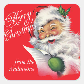 Autocollant de Noël vintage Père Noël Et Liste