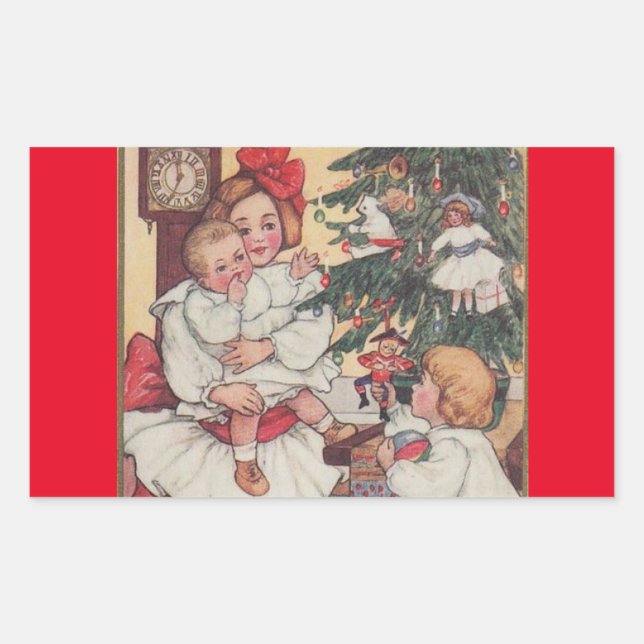 Autocollant de Noël Vintage pour enfants de l'époq (Devant)