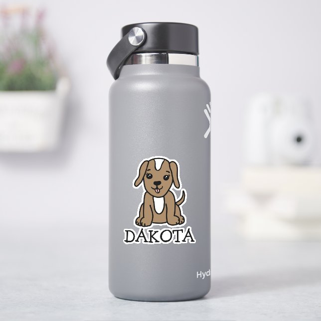 Autocollant de nom de chien de chiot mignon person (HydroFlask)