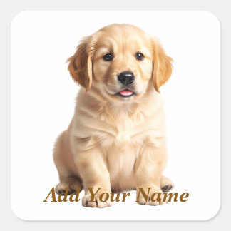 Autocollant de nom de chiot Golden Retriever perso