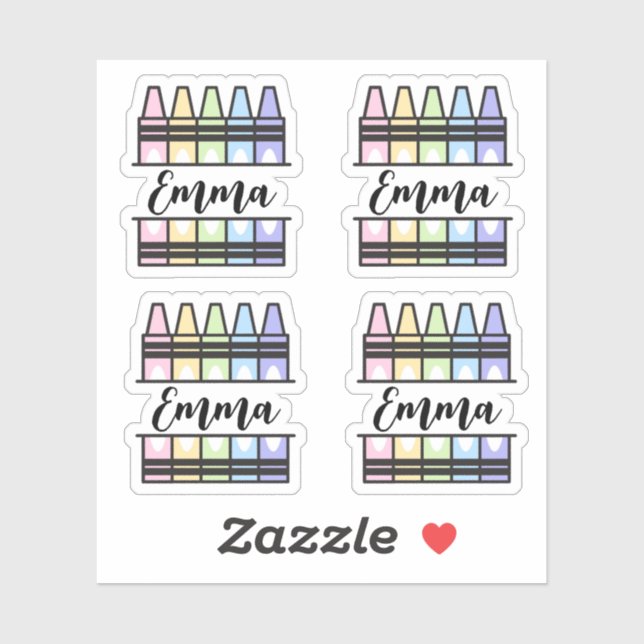 Autocollant de nom de crayon coloré personnalisé (Feuille)
