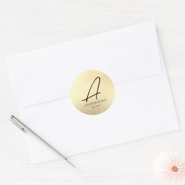 Autocollant de nom de famille Faux Gold Foil (Enveloppe)