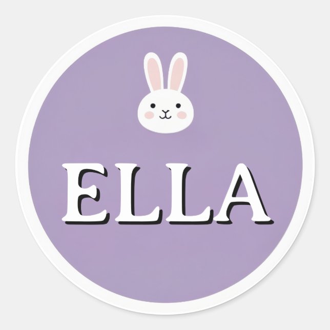 Autocollant de nom de lapin personnalisé – Design  (Devant)