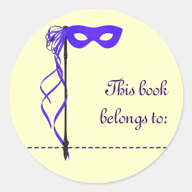 Autocollant de nom de livre (Masque de ruban viole (Devant)