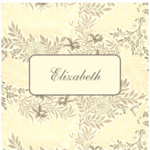 autocollant de nom de motif floral vintage