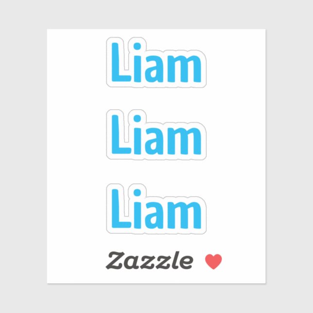 Autocollant de nom d'enfant bleu amusant mignon (Feuille)