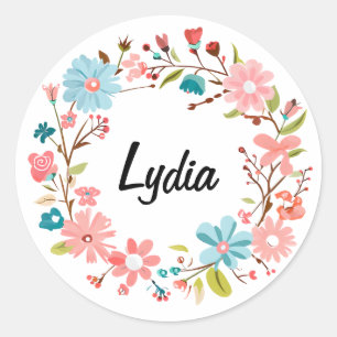 Autocollant de nom floral personnalisé - ​ cadeau 