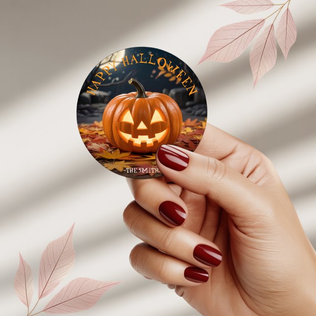 autocollant de nom personnalisé Jack O Lantern Hal (Créateur téléchargé)