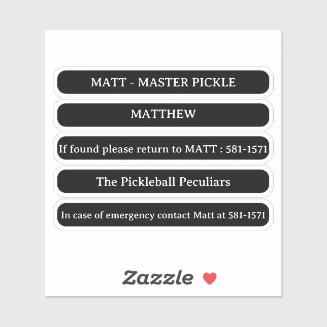 Autocollant de nom personnalisé pour le bord de la (Feuille)