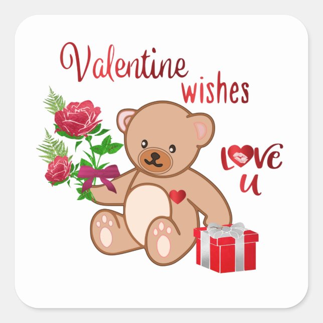 Autocollant de nounours de la Saint-Valentin (Devant)