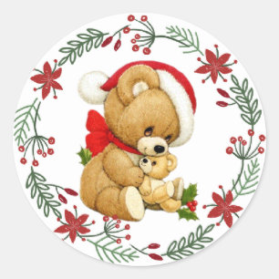 Autocollant de nounours de Noël adorable