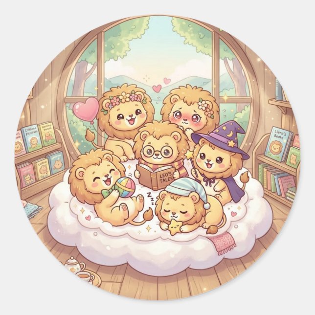 Autocollant de nursery pour histoire de lion cosy (Devant)