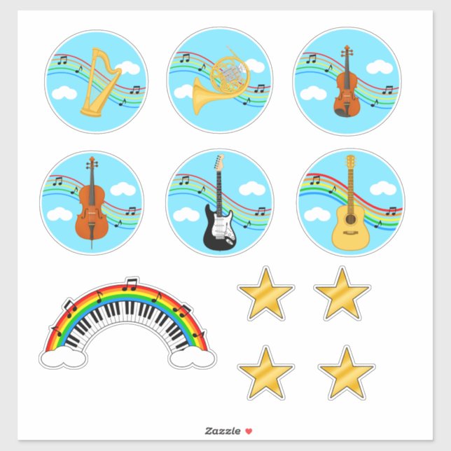 Autocollant de pack varié d'instruments de musique (Feuille)