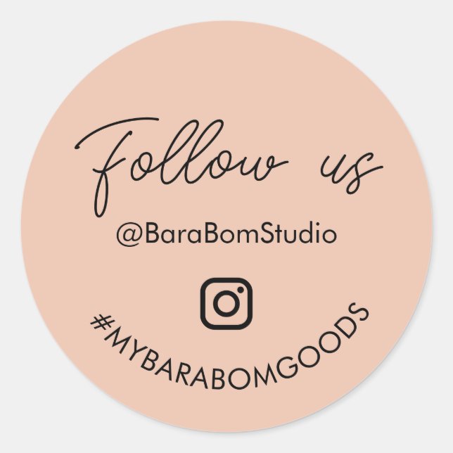 Autocollant de package Peach Suivez-nous sur Insta (Devant)
