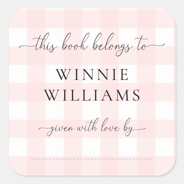 Autocollant de page de garde à carreaux roses (Devant)