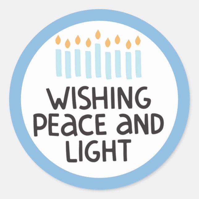 Autocollant de paix et de lumière de Hanukkah (Devant)