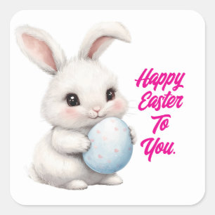 Autocollant de Pâques Lapin avec Oeuf