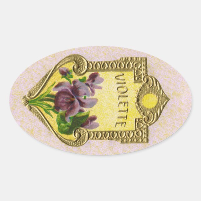 Autocollant de parfum violet français antique (Devant)