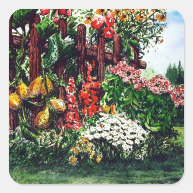 Autocollant de peinture de fleurs et de clôture co (Devant)