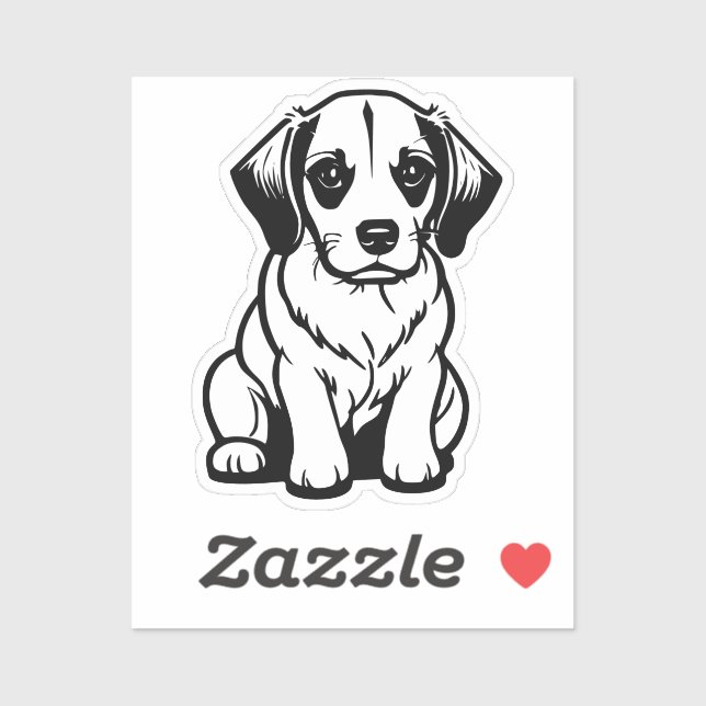 autocollant de petit chien mignon (Feuille)