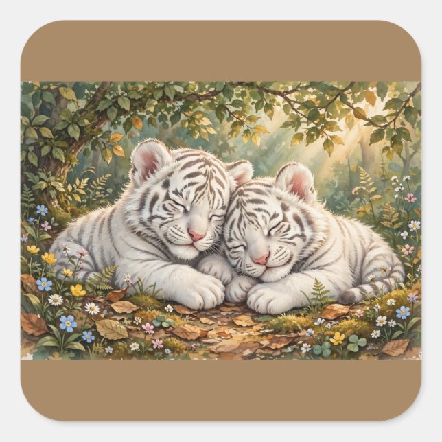 Autocollant de petits tigres endormis mignons – Fa (Devant)