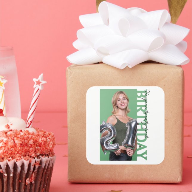 Autocollant de photo d'anniversaire 21 ans pour fê (Fête)