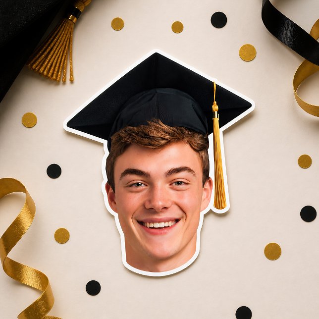 Autocollant de photo de visage de remise de diplôm (Créateur téléchargé)