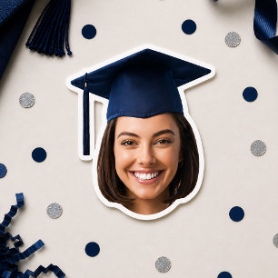 Autocollant de photo de visage de remise de diplôm