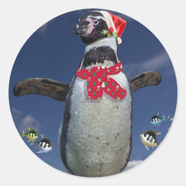 Autocollant de pingouin de fête (Devant)