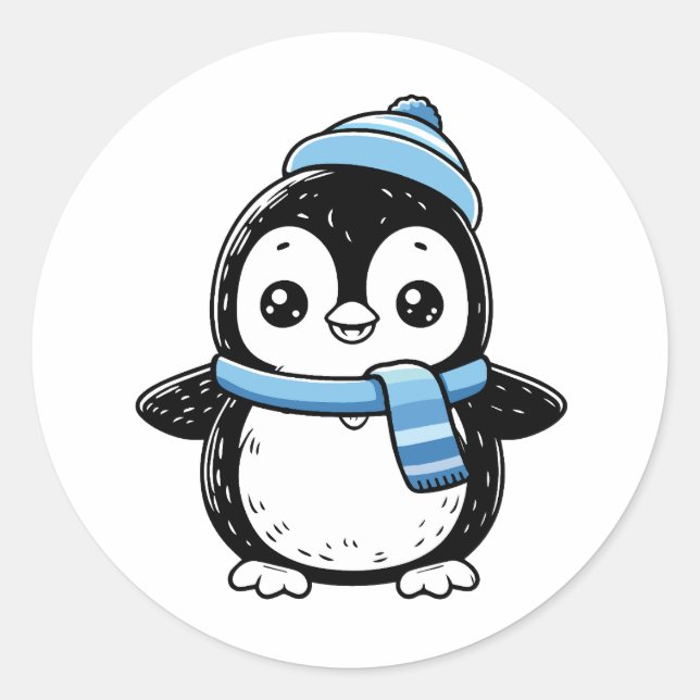 Autocollant de pingouin mignon d'hiver | Pingouin  (Devant)