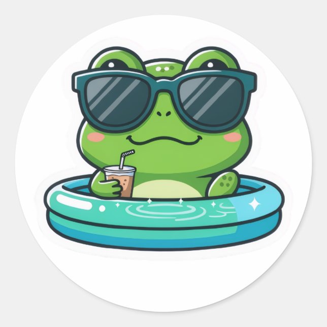 Autocollant de piscine Grenouille mignonne – Greno (Devant)