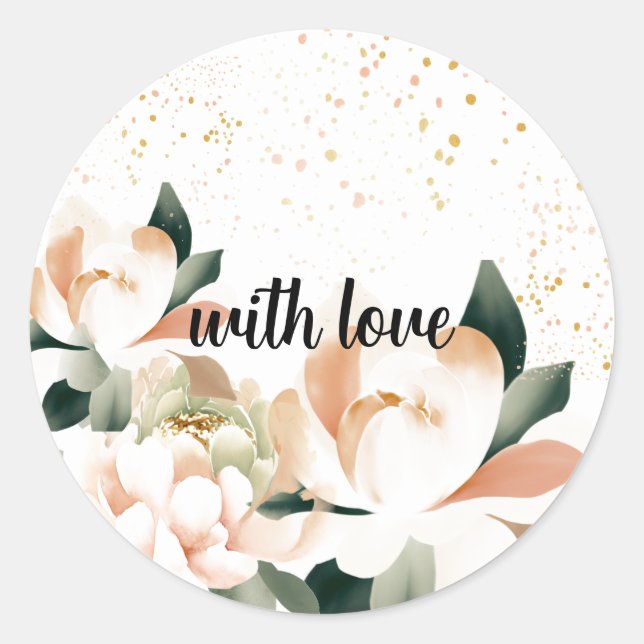 Autocollant de pivoines à l'aquarelle tachetées d' (Devant)