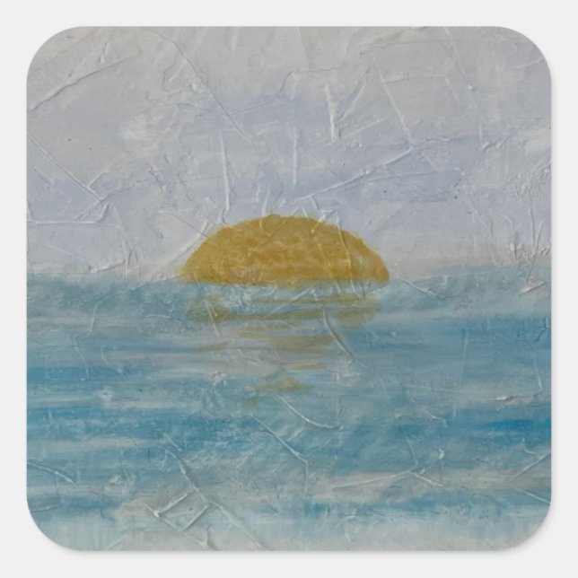 Autocollant de plage à l'aquarelle jour ensoleillé (Devant)
