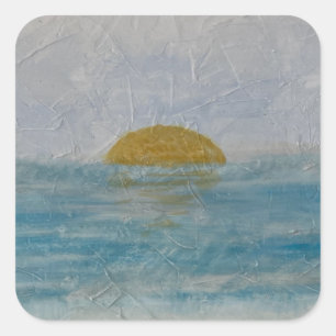 Autocollant de plage à l'aquarelle jour ensoleillé