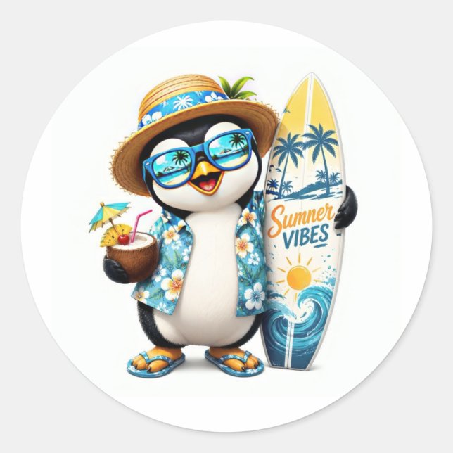 Autocollant de planche de surf pingouin mignon d'é (Devant)