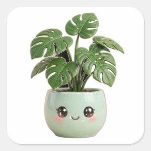 Autocollant de plante d'intérieur Monstera Kawaii