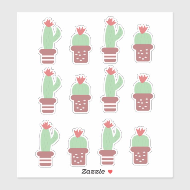 Autocollant de plantes en pot Cactus Cactées Migno (Feuille)