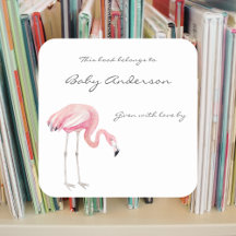 autocollant de plaque de Baby shower Flamant rose