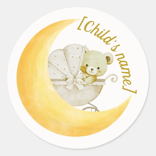 Autocollant de pochette de fête prénatale de lune  (Devant)