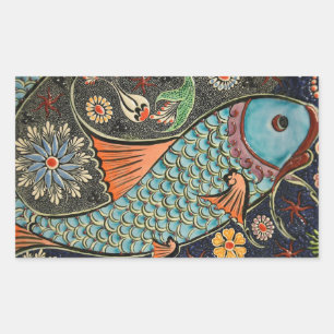 Autocollant de poisson en mosaïque colorée