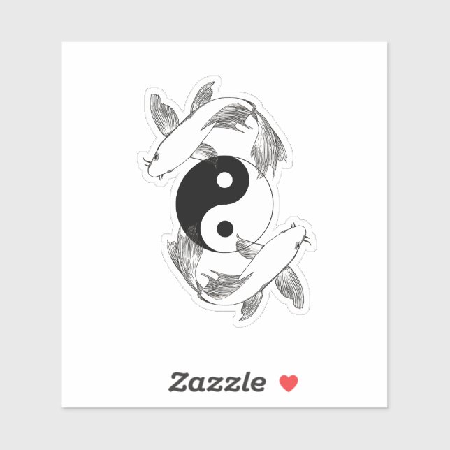 Autocollant de poisson Koi Ying Yang (Feuille)