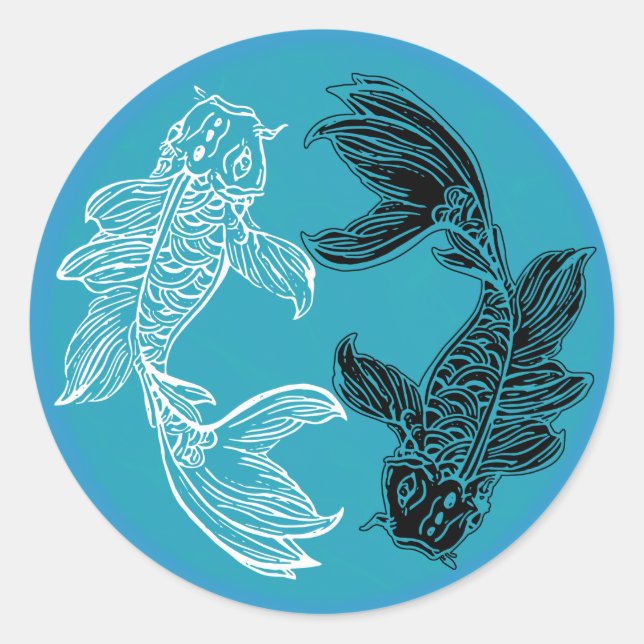 Autocollant de poisson YIN et YANG Koi (Devant)