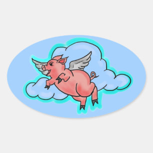 Autocollant de porc volant