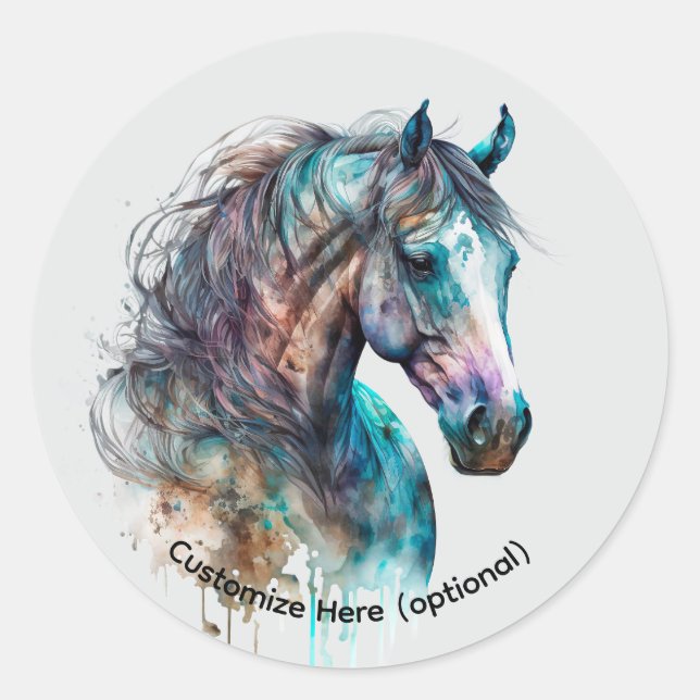 Autocollant de portrait de cheval à l'aquarelle él (Devant)